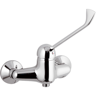 WALL-MOUNTED CHROME SHOWER MIXER WITH CLINICAL LEVER