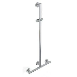 T BAR WITH SLIDING SHOWER RAIL AND VERTICAL ROAD IN FREE POSITION SERIE LEONARDO DELUXE INOX CROMO