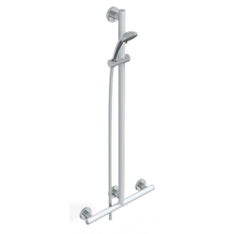 T BAR WITH SLIDING SHOWER RAIL AND VERTICAL ROAD IN FREE POSITION WITH HADSHOWER SERIE LEONARDO DELUXE COLOR