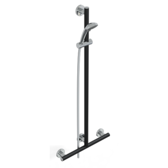 T BAR WITH SLIDING SHOWER RAIL AND VERTICAL ROAD IN FREE POSITION WITH HADSHOWER SERIE LEONARDO DELUXE COLOR