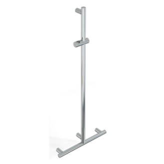 T BAR WITH SLIDING SHOWER RAIL AND VERTICAL ROAD IN FREE POSITION SERIE MIA INOX CROMO