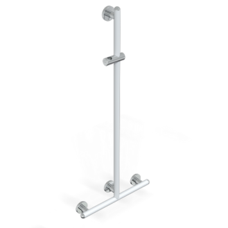 T BAR WITH SLIDING SHOWER RAIL AND VERTICAL ROAD IN FREE POSITION SERIE RAFFAELLO INOX COLOR