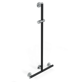 T BAR WITH SLIDING SHOWER RAIL AND VERTICAL ROAD IN FREE POSITION SERIE RAFFAELLO INOX COLOR