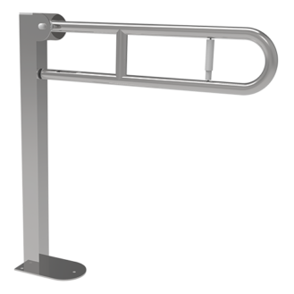 folding supporting bar on post with vertical locking device