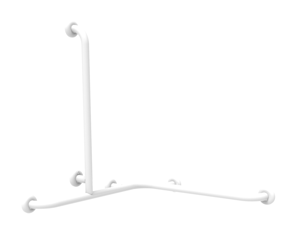 corner handrail with right/left lateral vertical universal rod